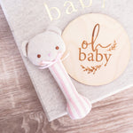 Load image into Gallery viewer, Alimrose Ted Stick Rattle - Pink Stripe
