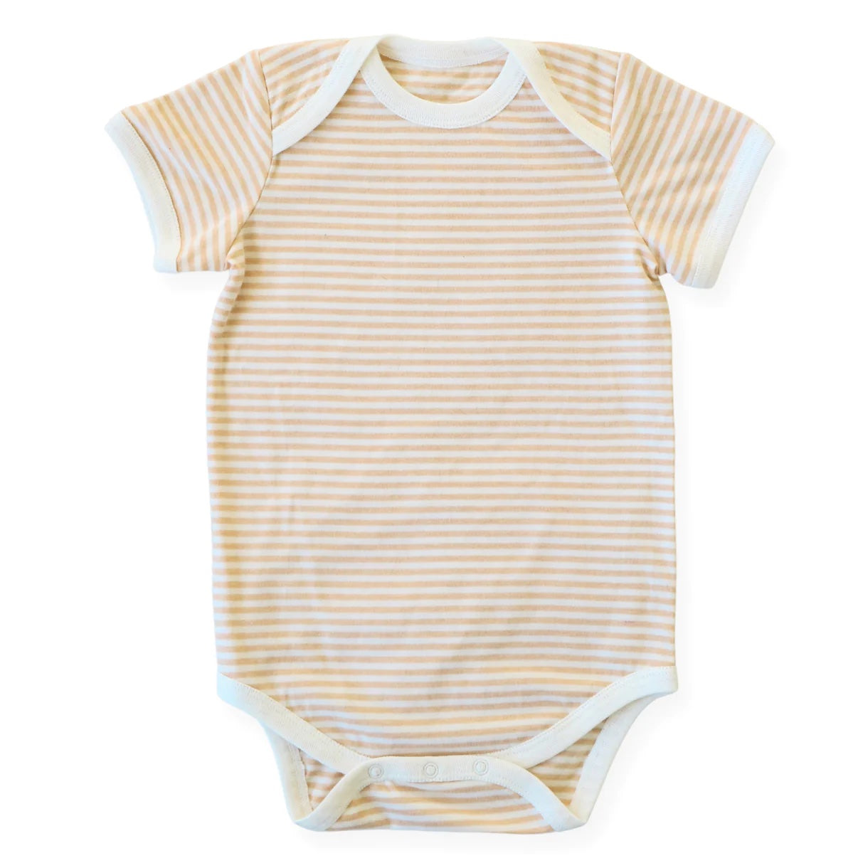 Fibre For Good Organic Jersey Stripe Short Sleeve Bodysuit with contrast Binding - Brown/Natural