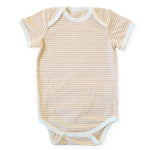 Load image into Gallery viewer, Fibre For Good Organic Jersey Stripe Short Sleeve Bodysuit with contrast Binding - Brown/Natural
