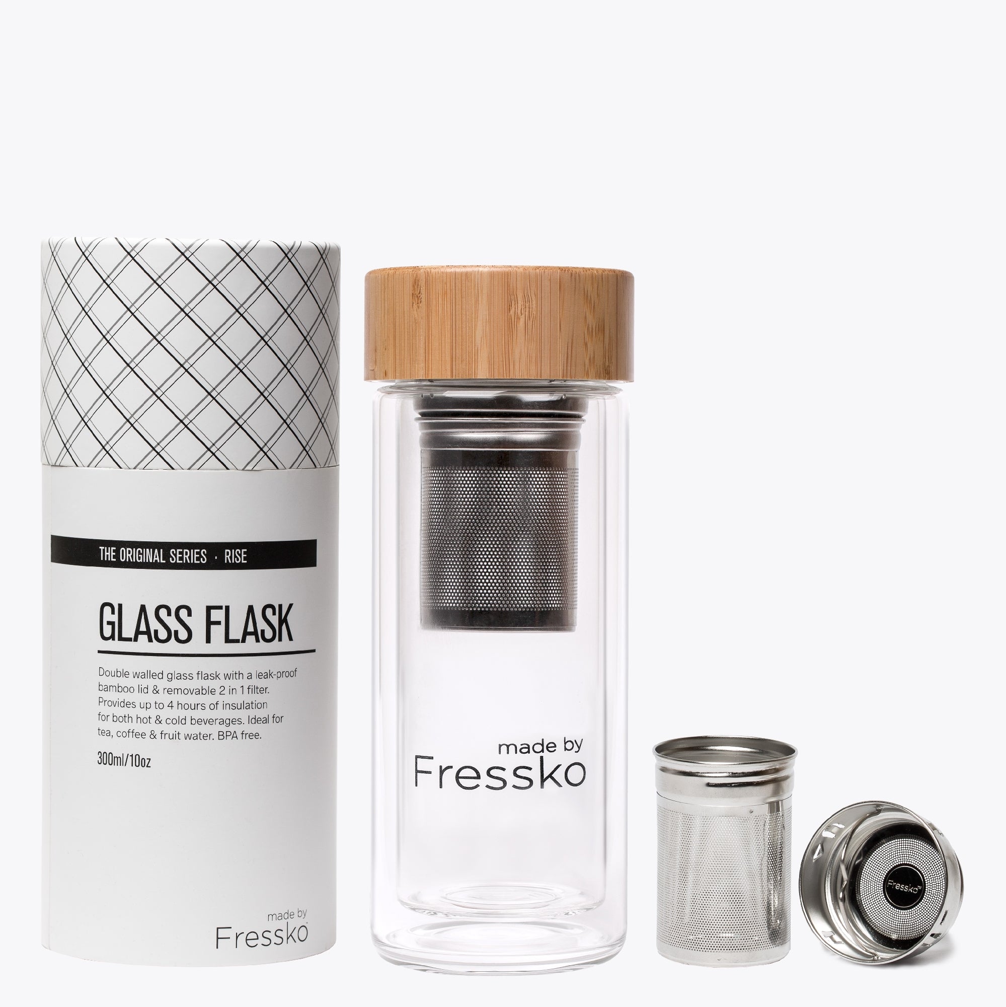 Made By Fressko 300ml Double Walled Glass Flask - Rise