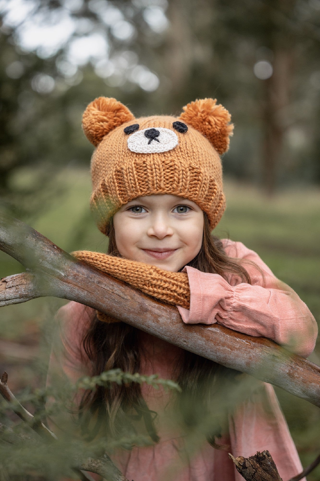 Acorn Kids Bear Face Beanie - Caramel [SZ:XS (3 - 6 Mths)]