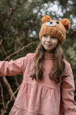 Load image into Gallery viewer, Acorn Kids Bear Face Beanie - Caramel [SZ:XS (3 - 6 Mths)]
