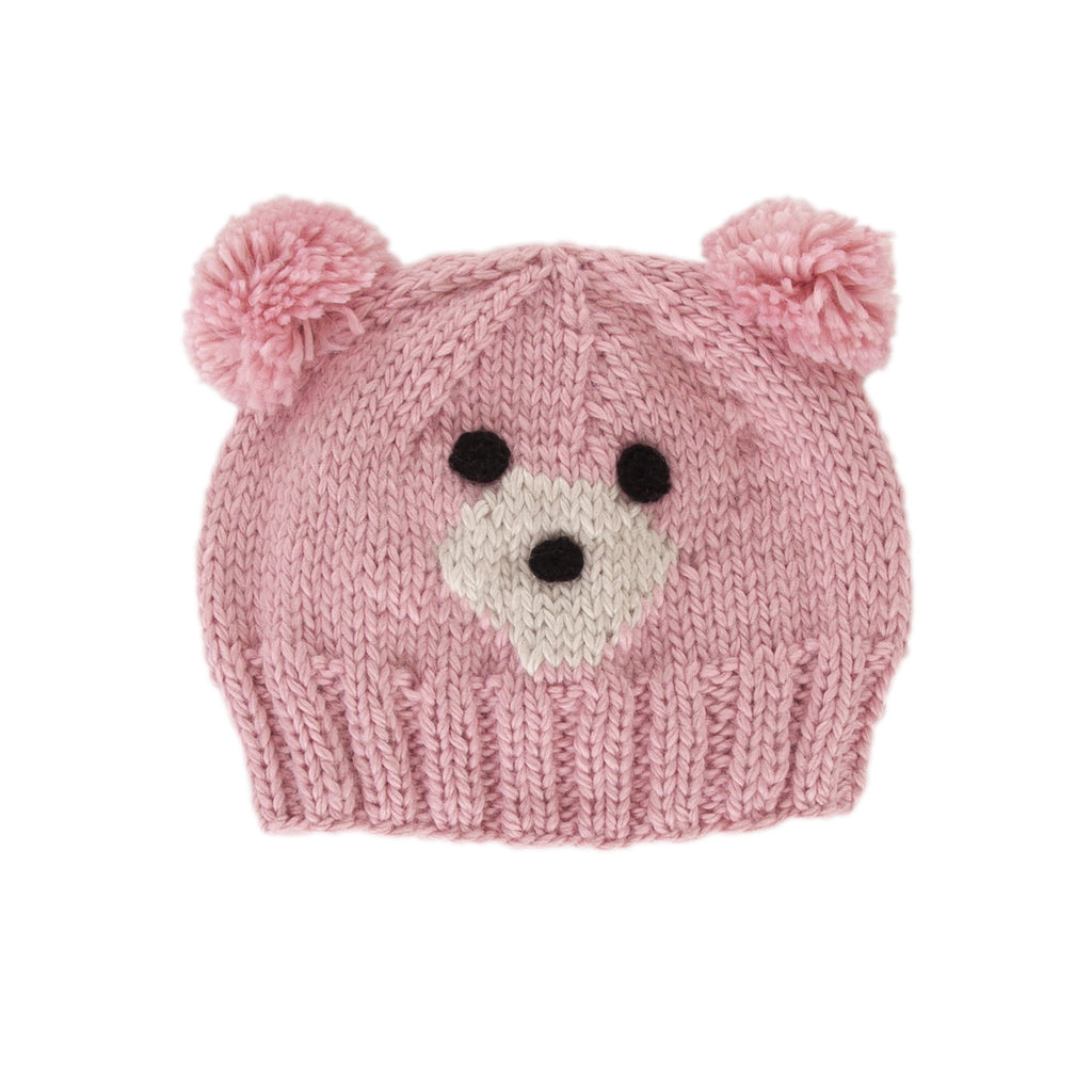 Acorn Kids Bear Face Beanie - Pink [SZ:XS (3-6 Mths)]