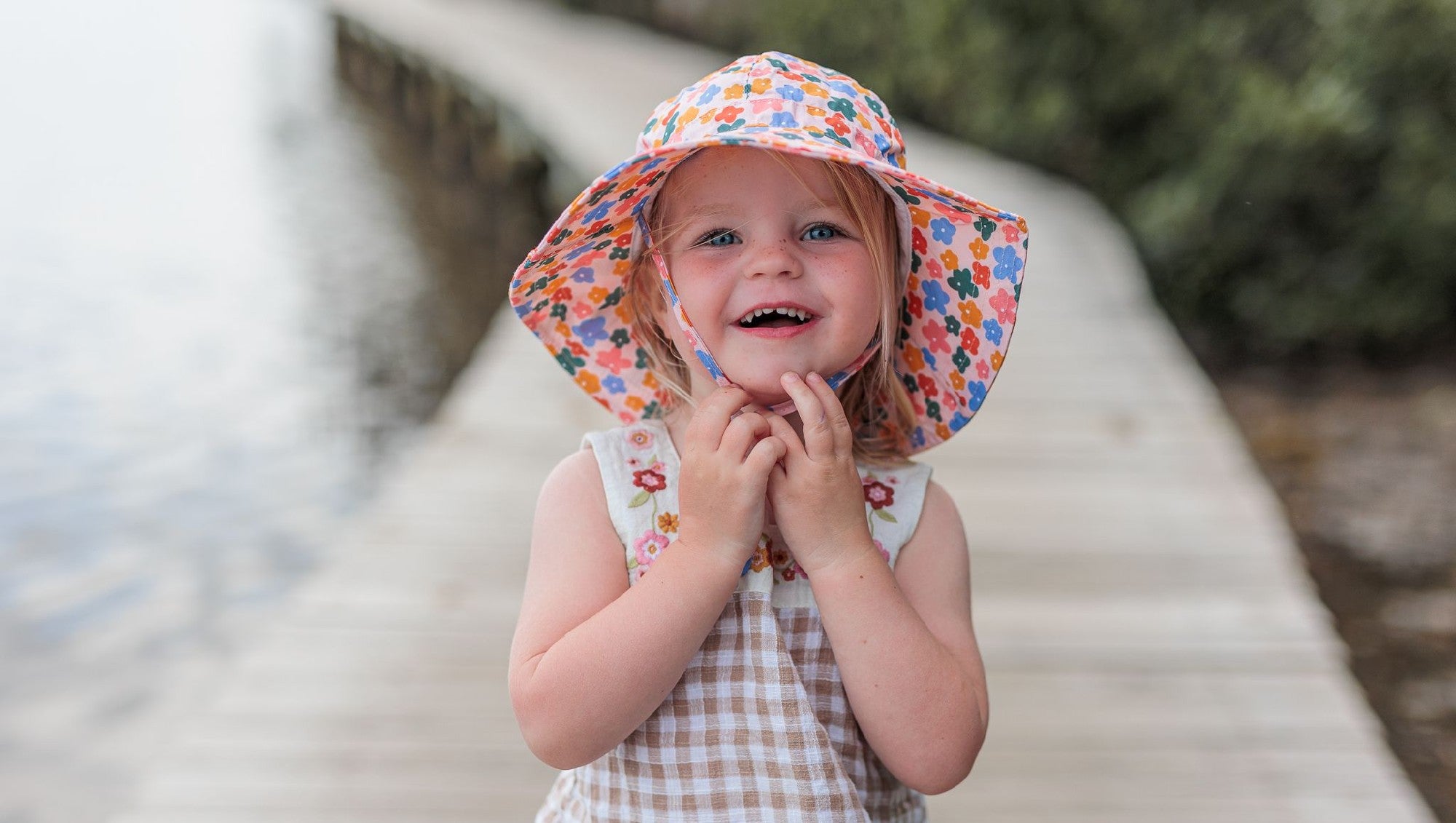 Acorn Kids Wide Brim Infant Sunhat - Flower Fields [SZ:XS 46cm (0-9mths)]