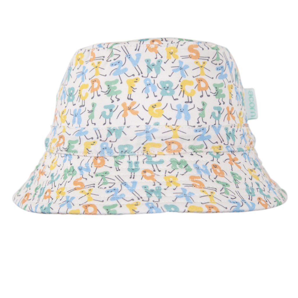 Acorn Kids Stretch Cotton Wide Brim Sunhat - ABC's [SZ:XS 46cm (0-9mths)]