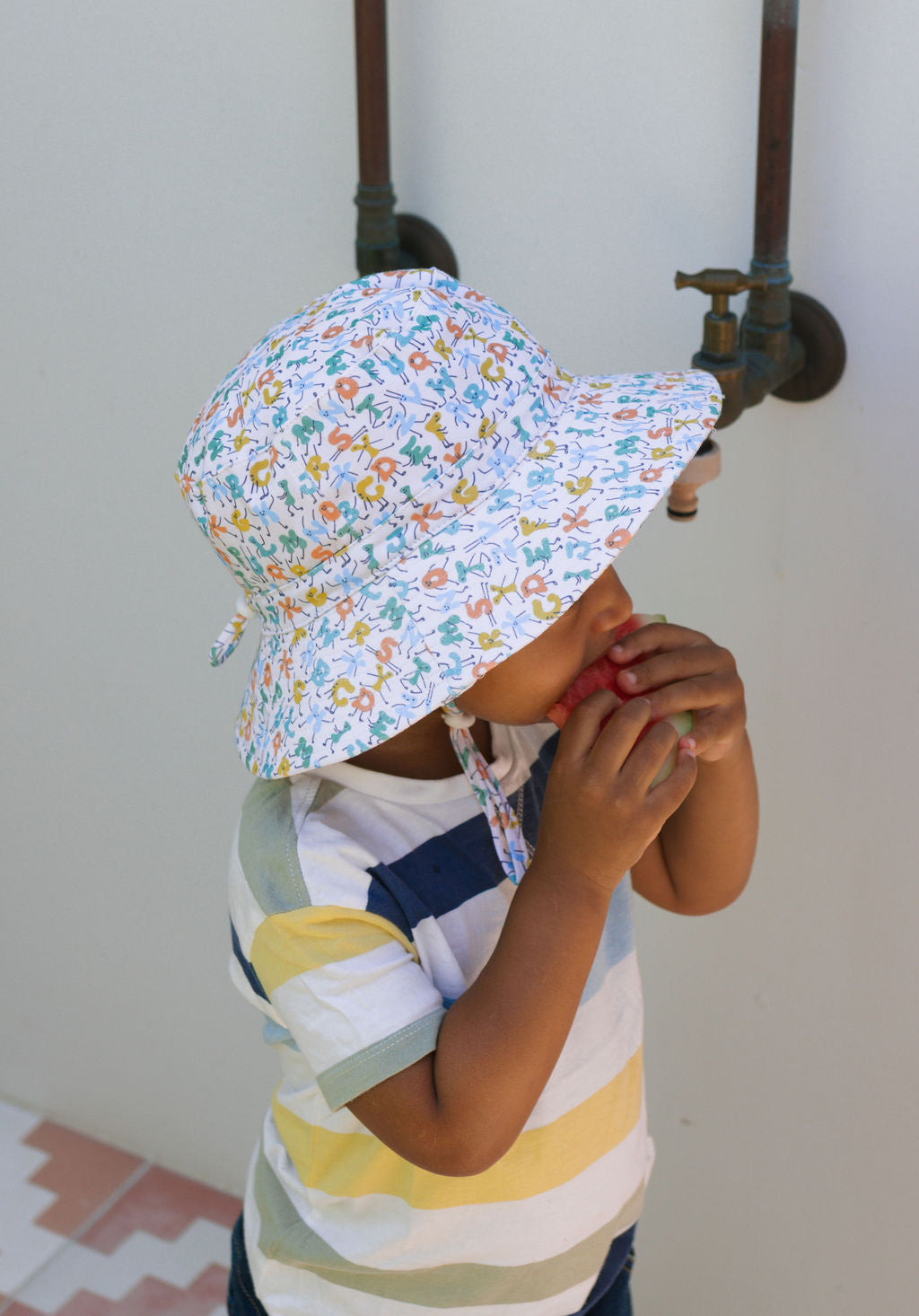 Acorn Kids Stretch Cotton Wide Brim Sunhat - ABC's [SZ:XS 46cm (0-9mths)]