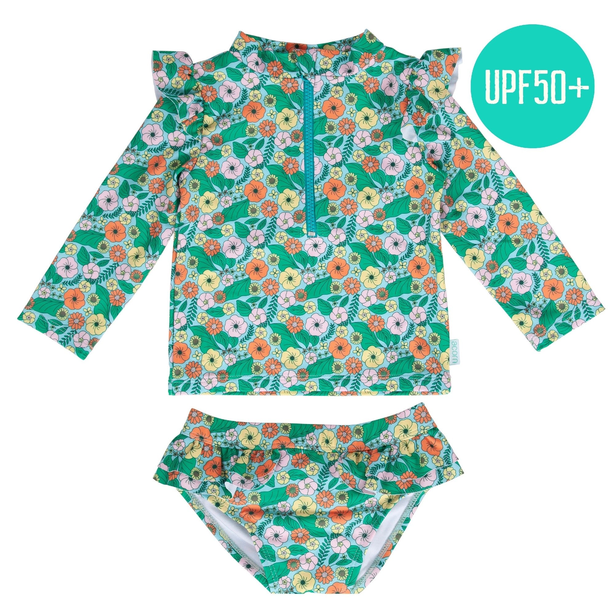 Acorn Kids UPF50+ Rashie Zip Top & Bottoms - Eden [SZ:1]