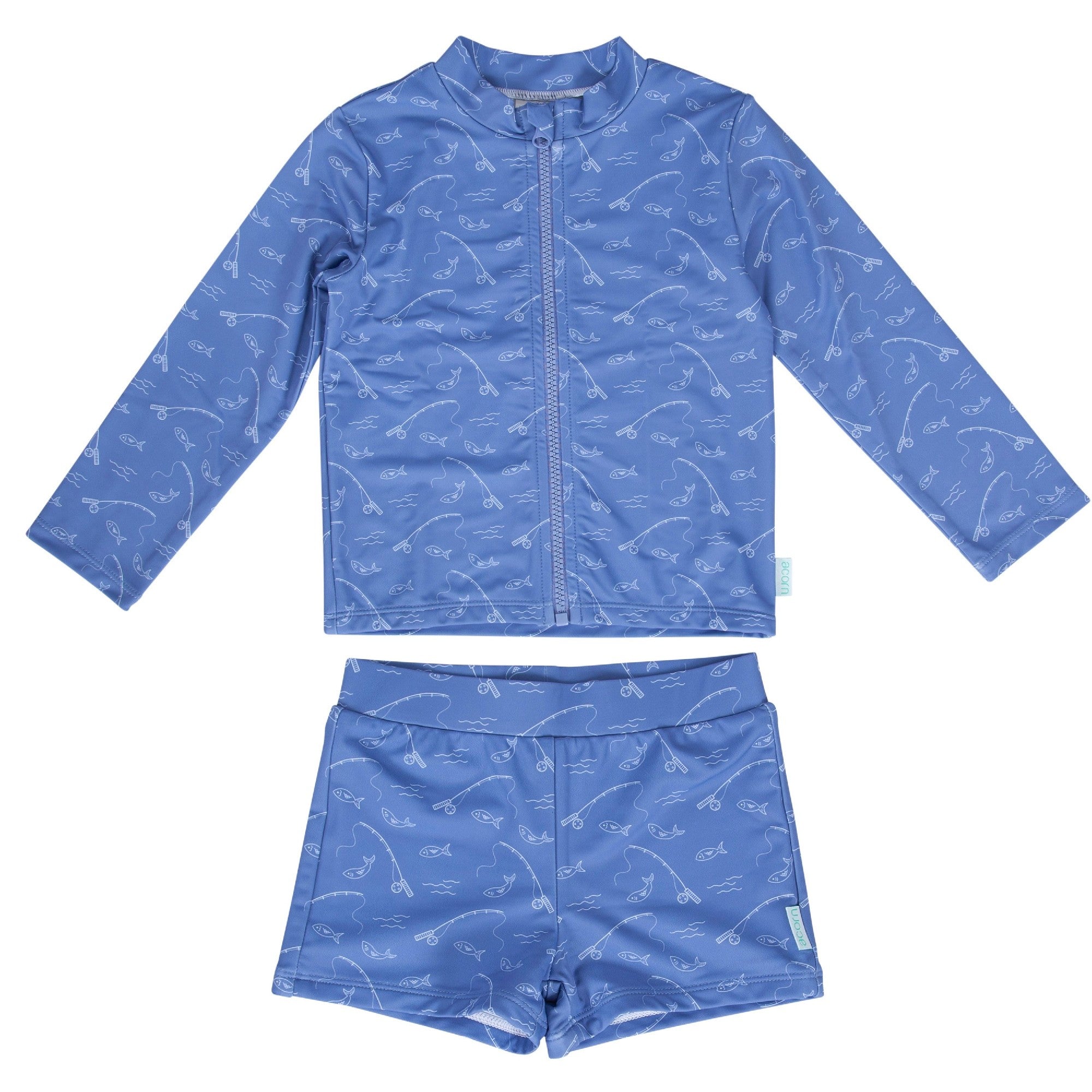 Acorn Kids UPF50+ Rashie Zip Top & Bottoms - Gone Fishing [SZ:1]