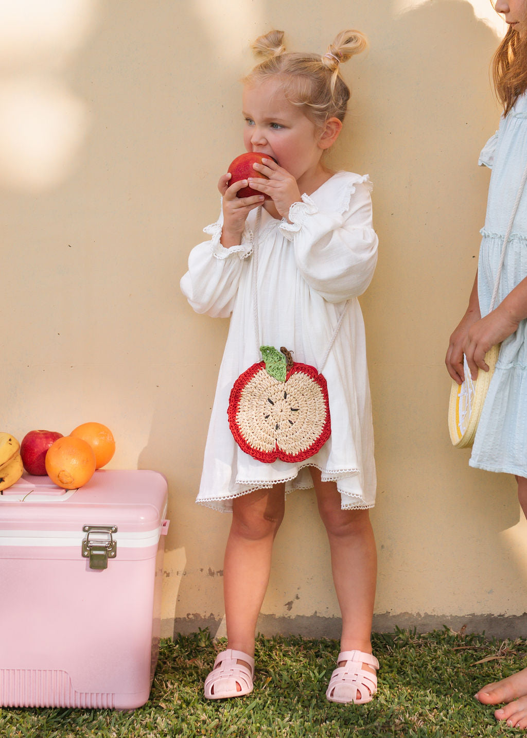 Acorn Kids Straw Bag - Apple (Natural/Red/Brown)