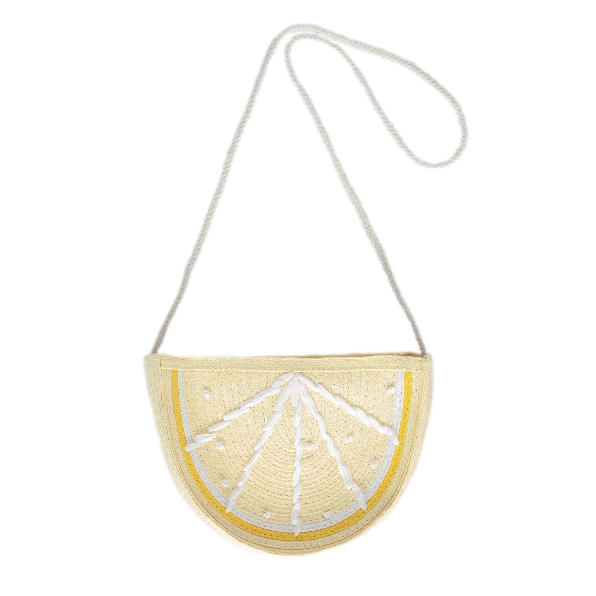 Acorn Kids Straw Bag - Lemon Segment (Lemon/White)