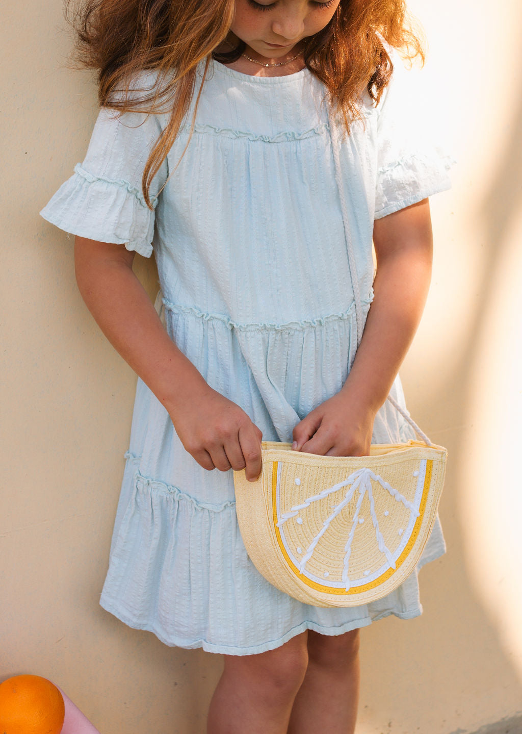 Acorn Kids Straw Bag - Lemon Segment (Lemon/White)