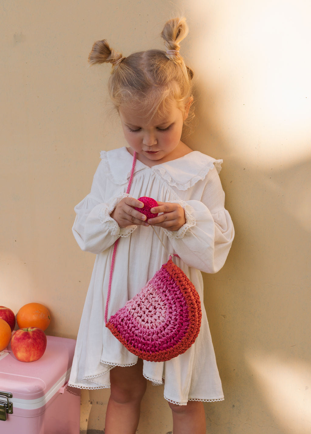Acorn Kids Straw Bag - Rainbow (Red/Pink)