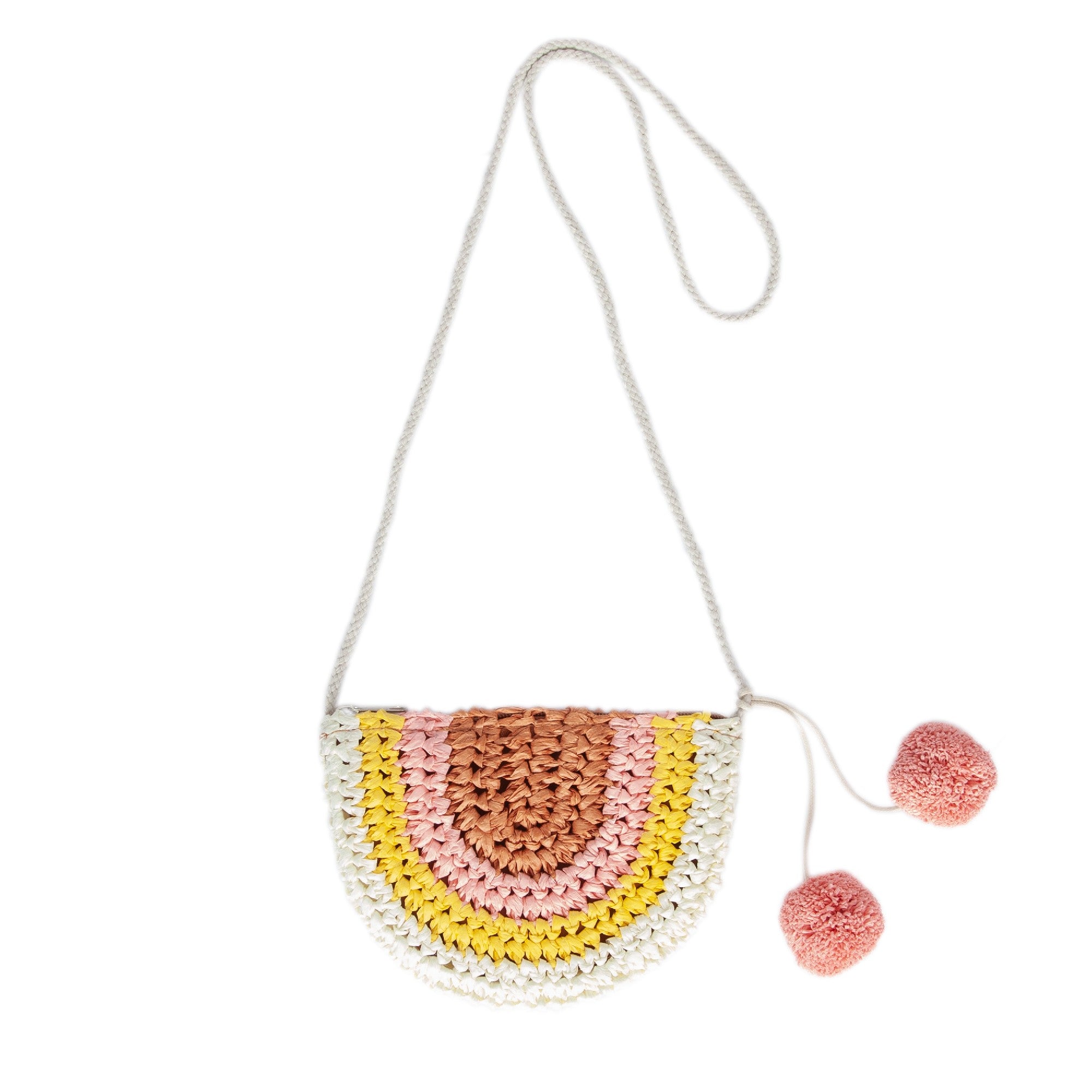 Acorn Kids Straw Bag - Rainbow (Natural/Peach/Pink)