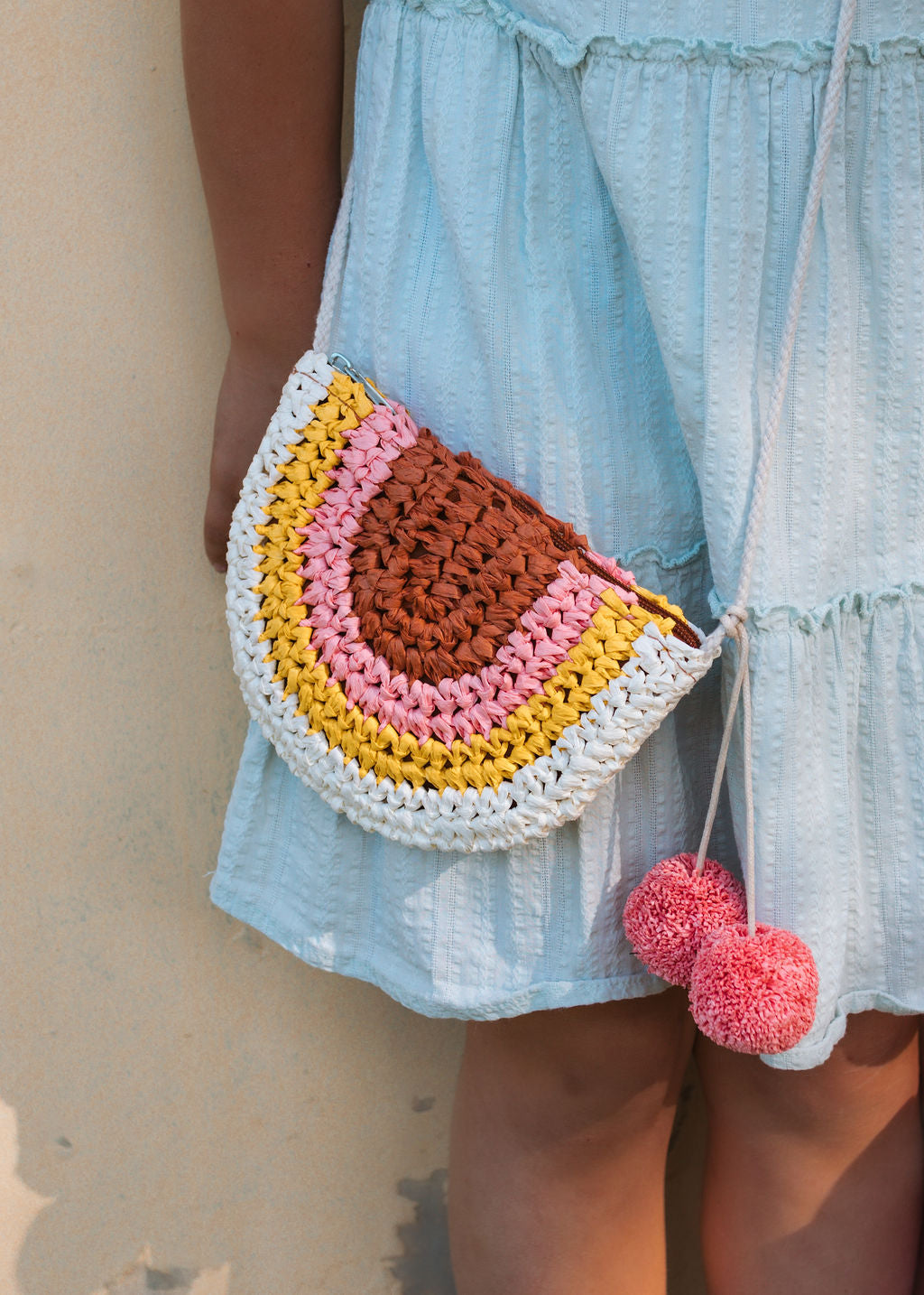 Acorn Kids Straw Bag - Rainbow (Natural/Peach/Pink)