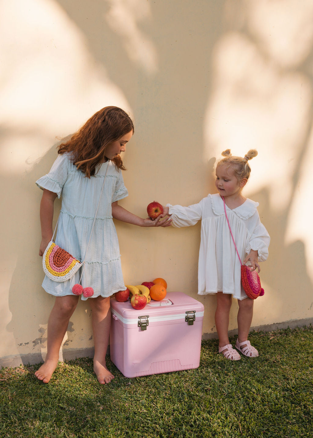 Acorn Kids Straw Bag - Rainbow (Natural/Peach/Pink)