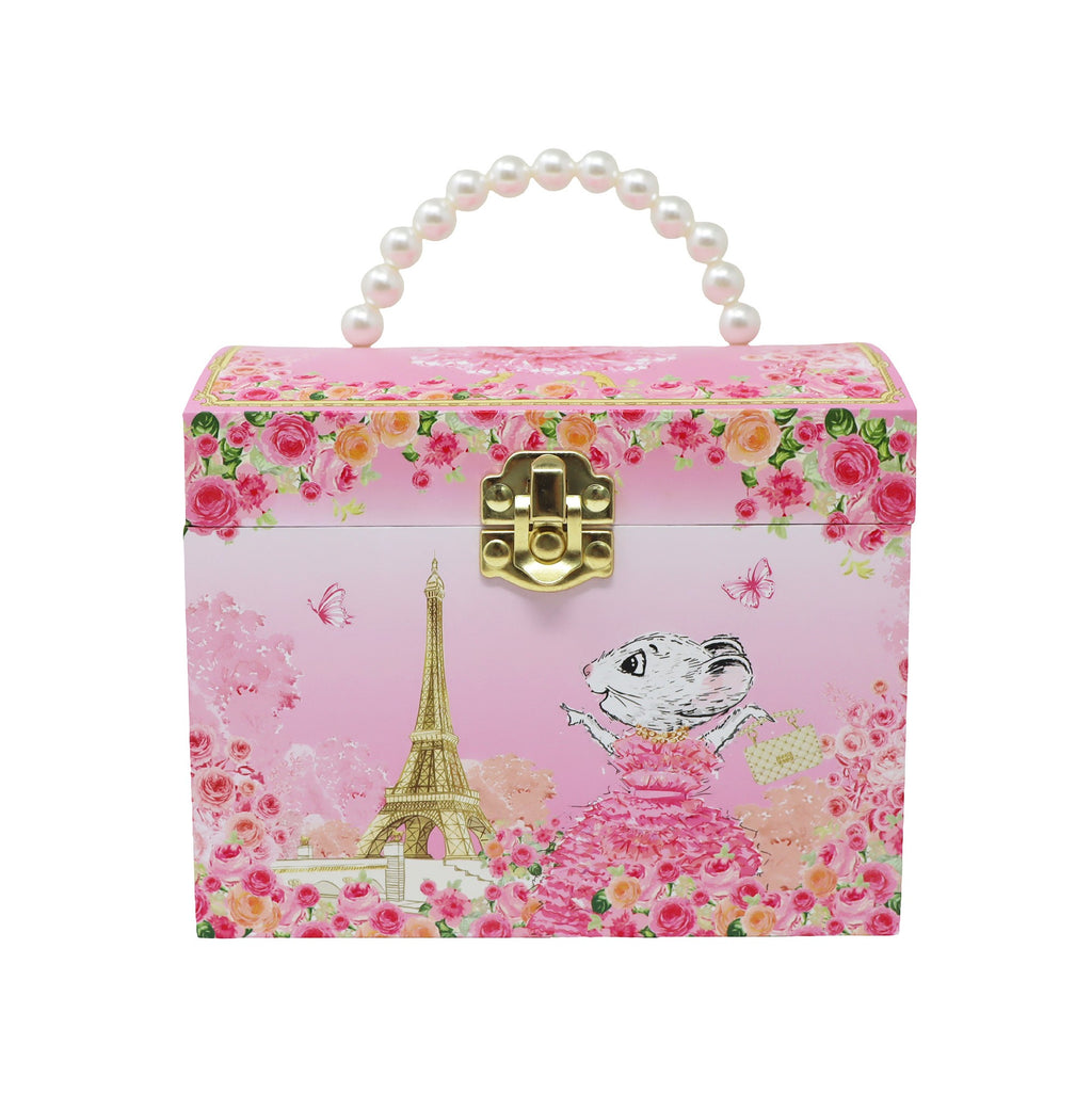 Pink Poppy Musical Jewellery Box - Claris The Chicest Mouse In Paris Pearl (On The Bridge of Avignon)