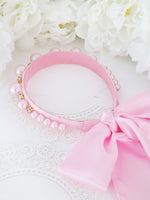 Load image into Gallery viewer, Pink Poppy Pearl Headband with Scarf - Claris the Chicest Mouse in Paris 
