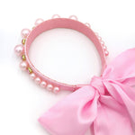 Load image into Gallery viewer, Pink Poppy Pearl Headband with Scarf - Claris the Chicest Mouse in Paris 
