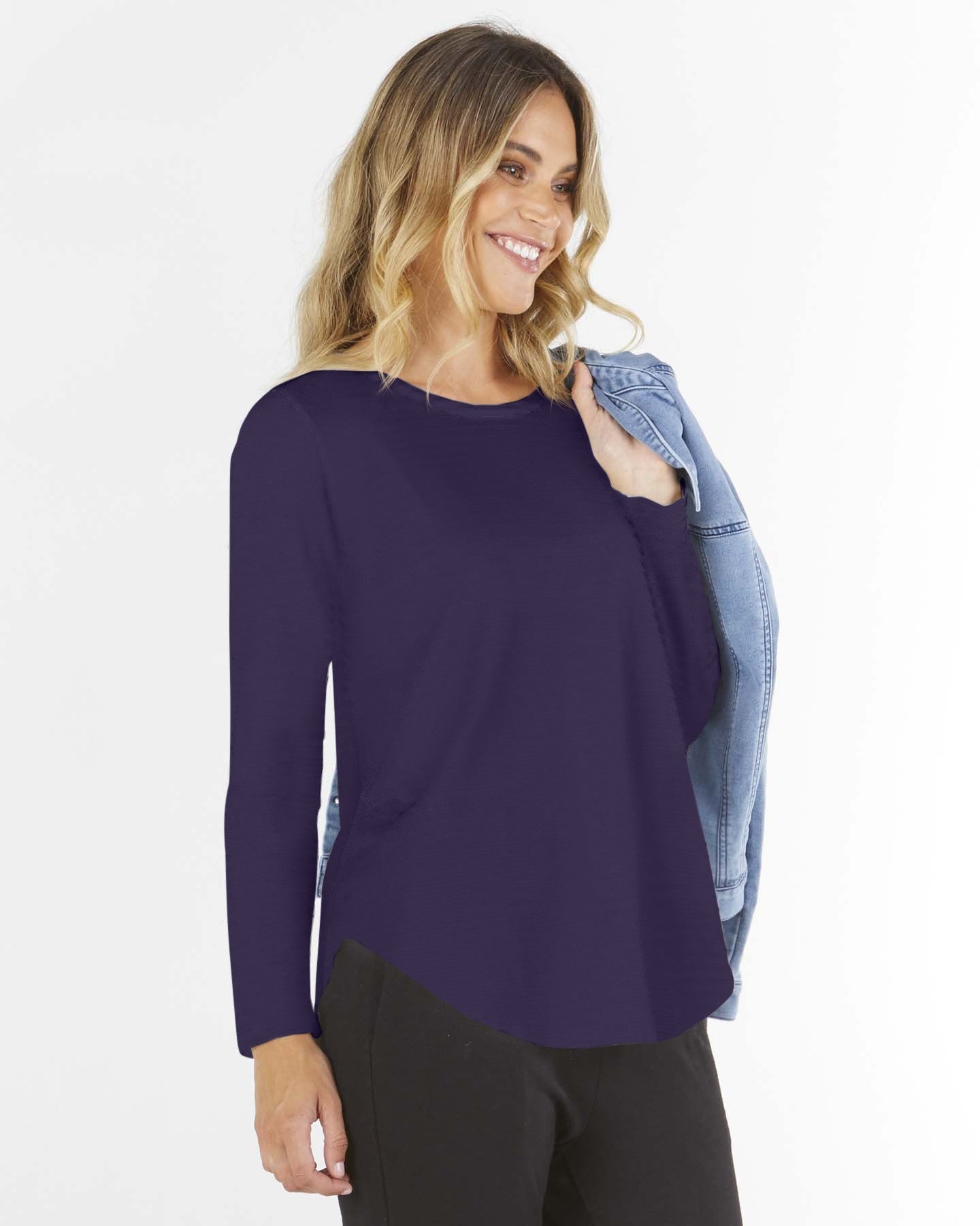 Betty Basics Megan Long Sleeve Top - Navy