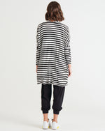 Load image into Gallery viewer, Betty Basics Margot Relaxed Fit Stretchy Cardigan - Black/White Stripe [CLR:BLACK/WHITE STRIPE SZ:S]
