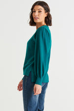 Load image into Gallery viewer, Betty Basics Charlotte Balloon Sleeve Knit Jumper [CLR:Classic Teal SZ:8]
