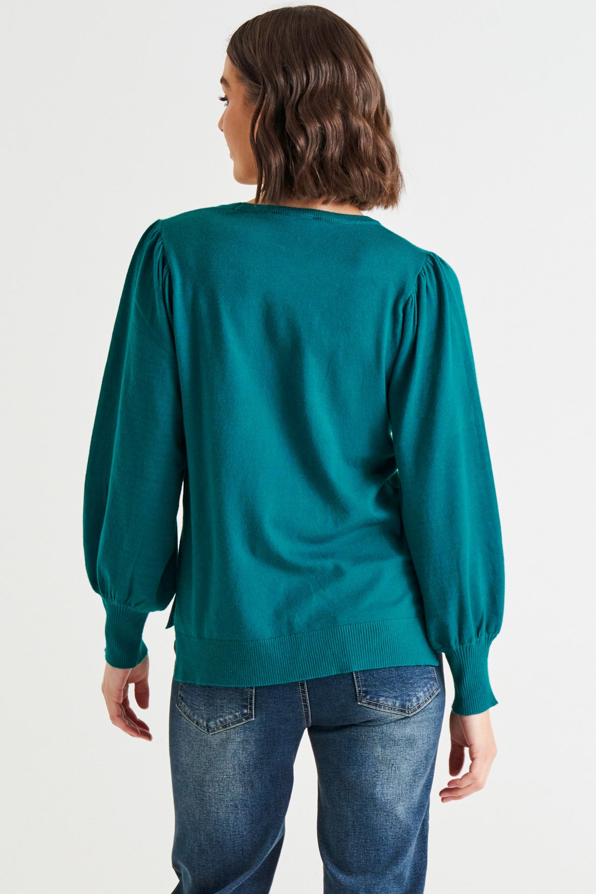 Betty Basics Charlotte Balloon Sleeve Knit Jumper [CLR:Classic Teal SZ:8]