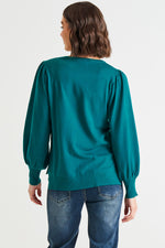 Load image into Gallery viewer, Betty Basics Charlotte Balloon Sleeve Knit Jumper [CLR:Classic Teal SZ:8]
