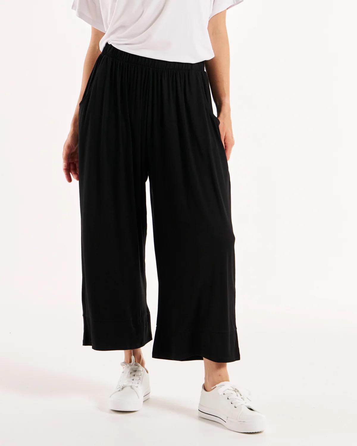 Betty Basics Astrid Bamboo Wide Leg Pant - Black [CLR:BLACK SZ:8]