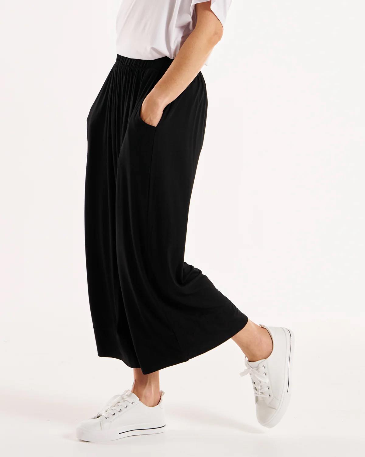 Betty Basics Astrid Bamboo Wide Leg Pant - Black [CLR:BLACK SZ:8]