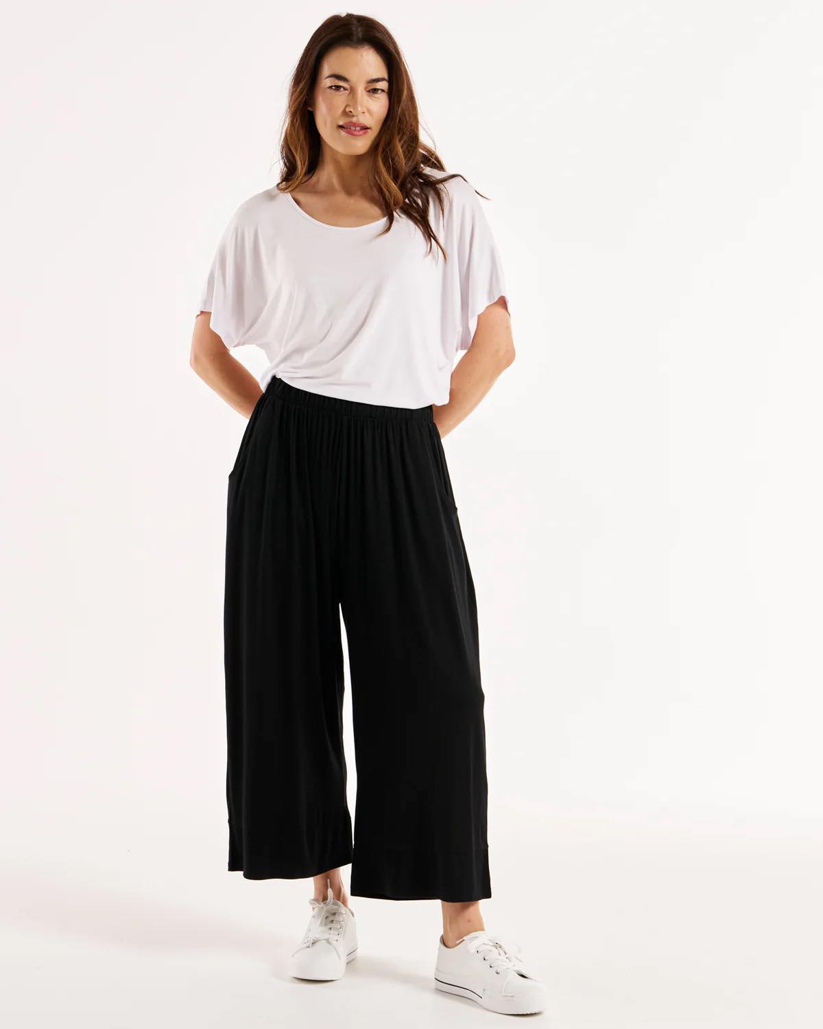 Betty Basics Astrid Bamboo Wide Leg Pant - Black [CLR:BLACK SZ:8]