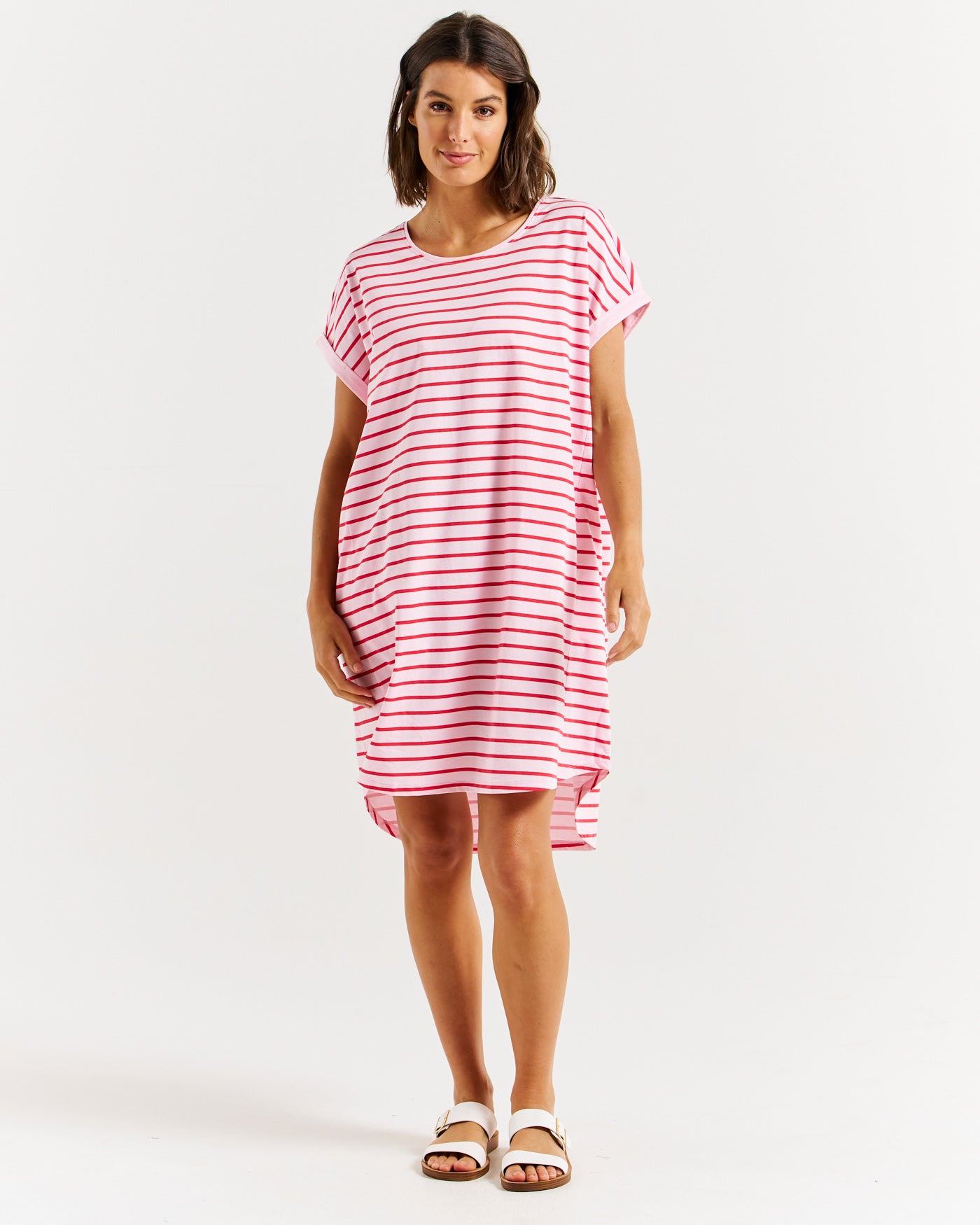 Betty Basics Maxine T-Shirt Dress - Cherry Blossom Stripe [CLR:CHERRY BLOSSOM STRIPE SZ:10]