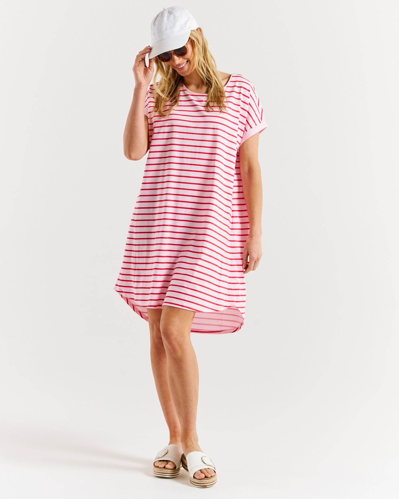 Betty Basics Maxine T-Shirt Dress - Cherry Blossom Stripe [CLR:CHERRY BLOSSOM STRIPE SZ:10]