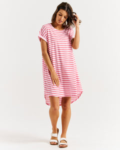 Betty Basics Maxine T-Shirt Dress - Cherry Blossom Stripe [CLR:CHERRY BLOSSOM STRIPE SZ:10]