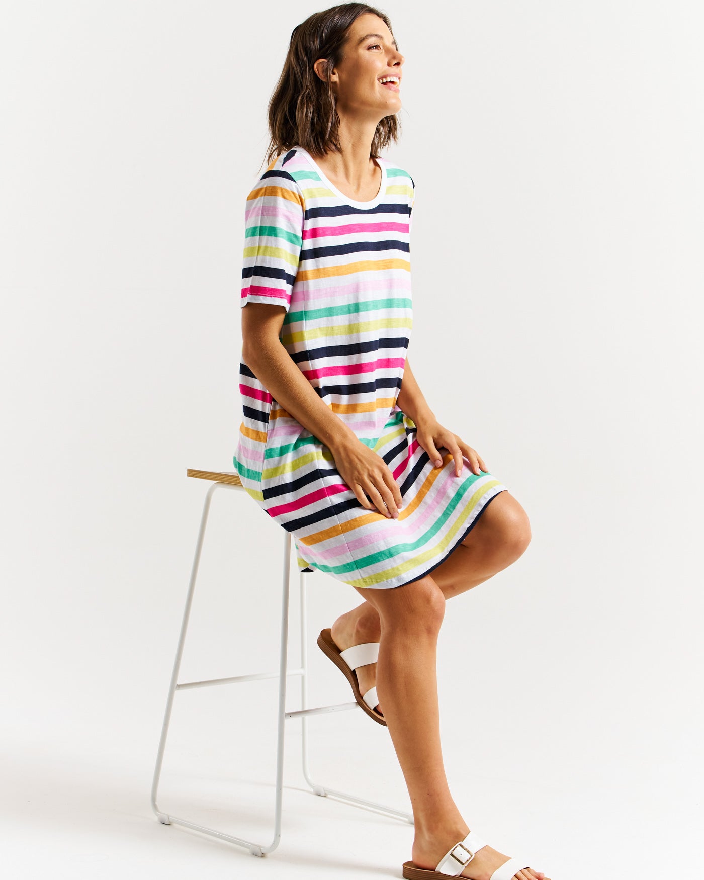 Betty Basics Nyree Dress - Rainbow Stripe [CLR:RAINBOW STRIPE SZ:10]