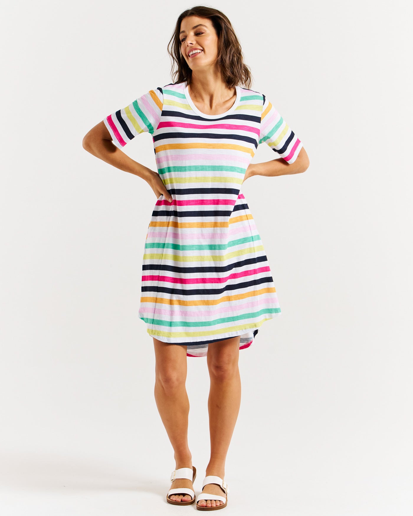 Betty Basics Nyree Dress - Rainbow Stripe [CLR:RAINBOW STRIPE SZ:10]