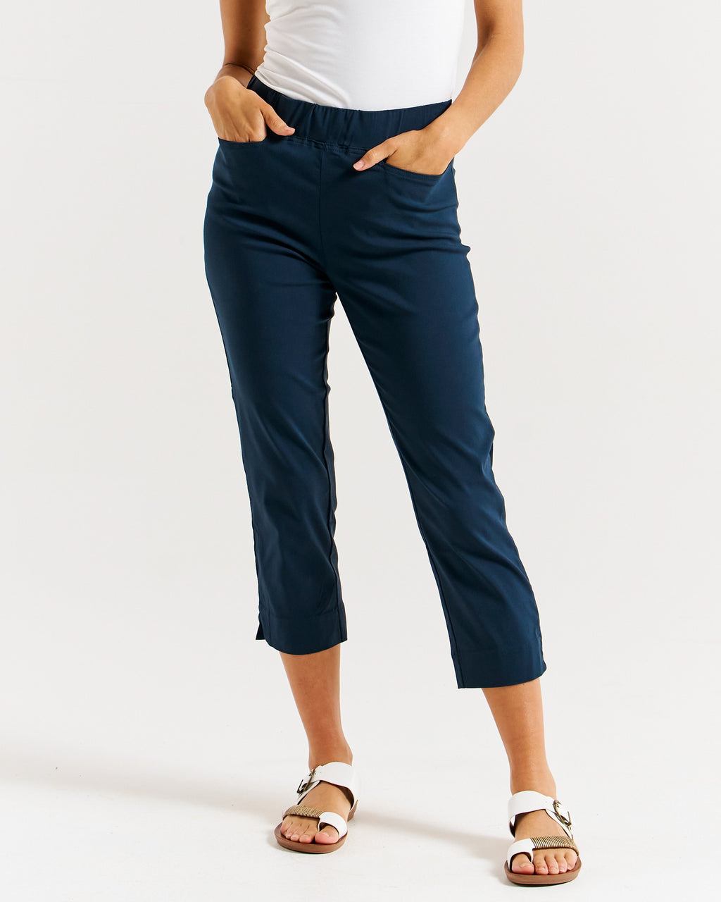 Betty Basics Crop Bengaline Pant - Navy [CLR:NAVY SZ:10]