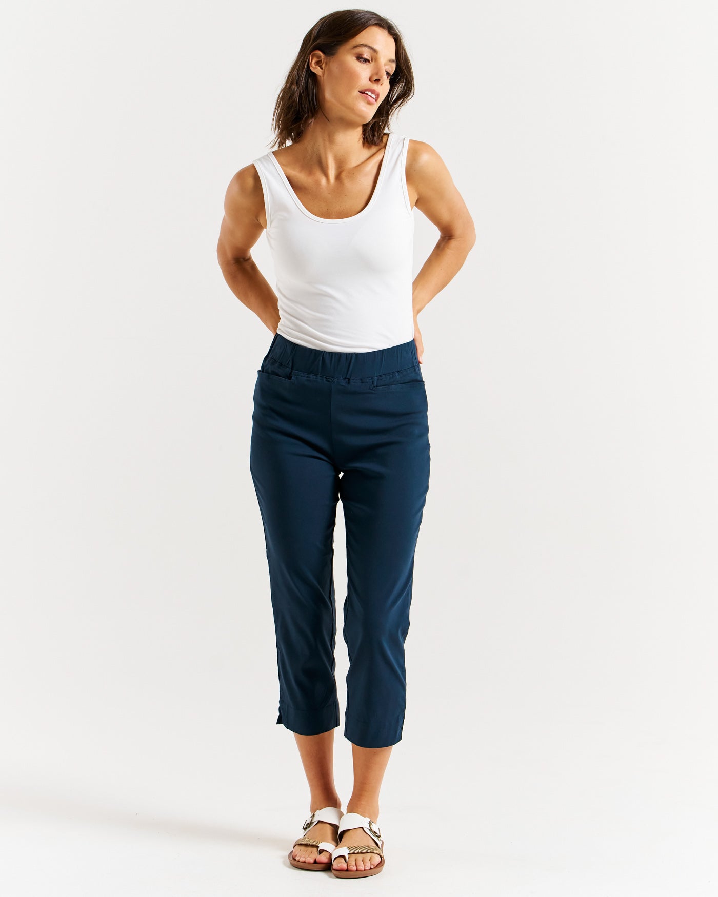 Betty Basics Crop Bengaline Pant - Navy [CLR:NAVY SZ:10]