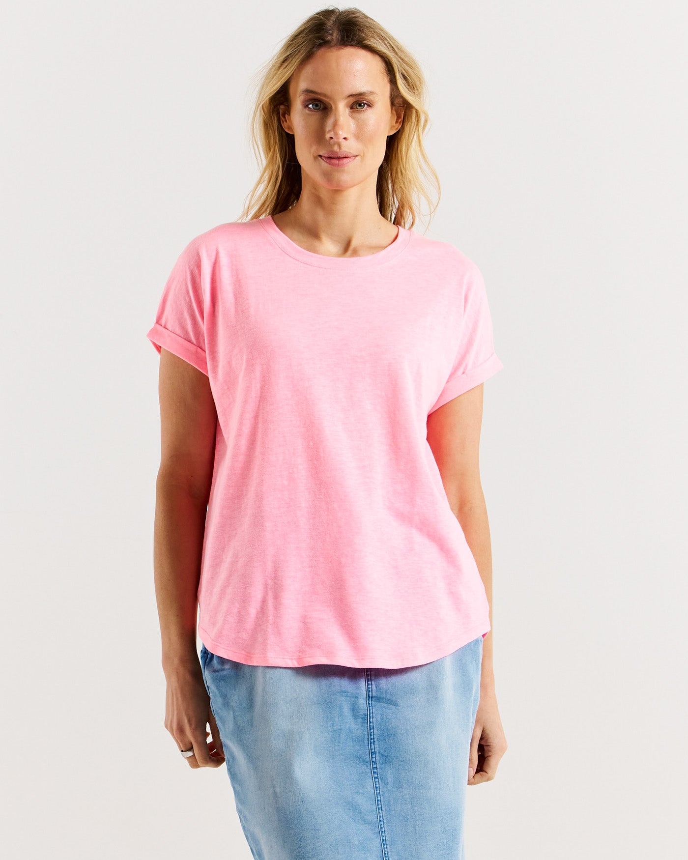 Betty Basics Hailey Short Sleeve Top - Bright Pink [CLR:BRIGHT PINK SZ:10]