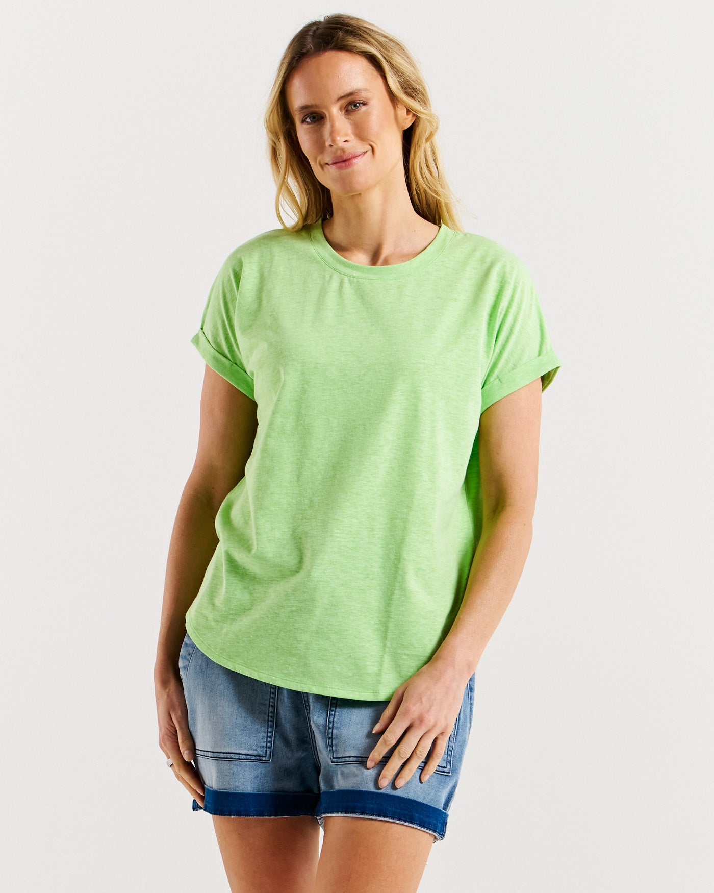 Betty Basics Hailey Short Sleeve Top - Bright Green [CLR:BRIGHT GREEN SZ:10]