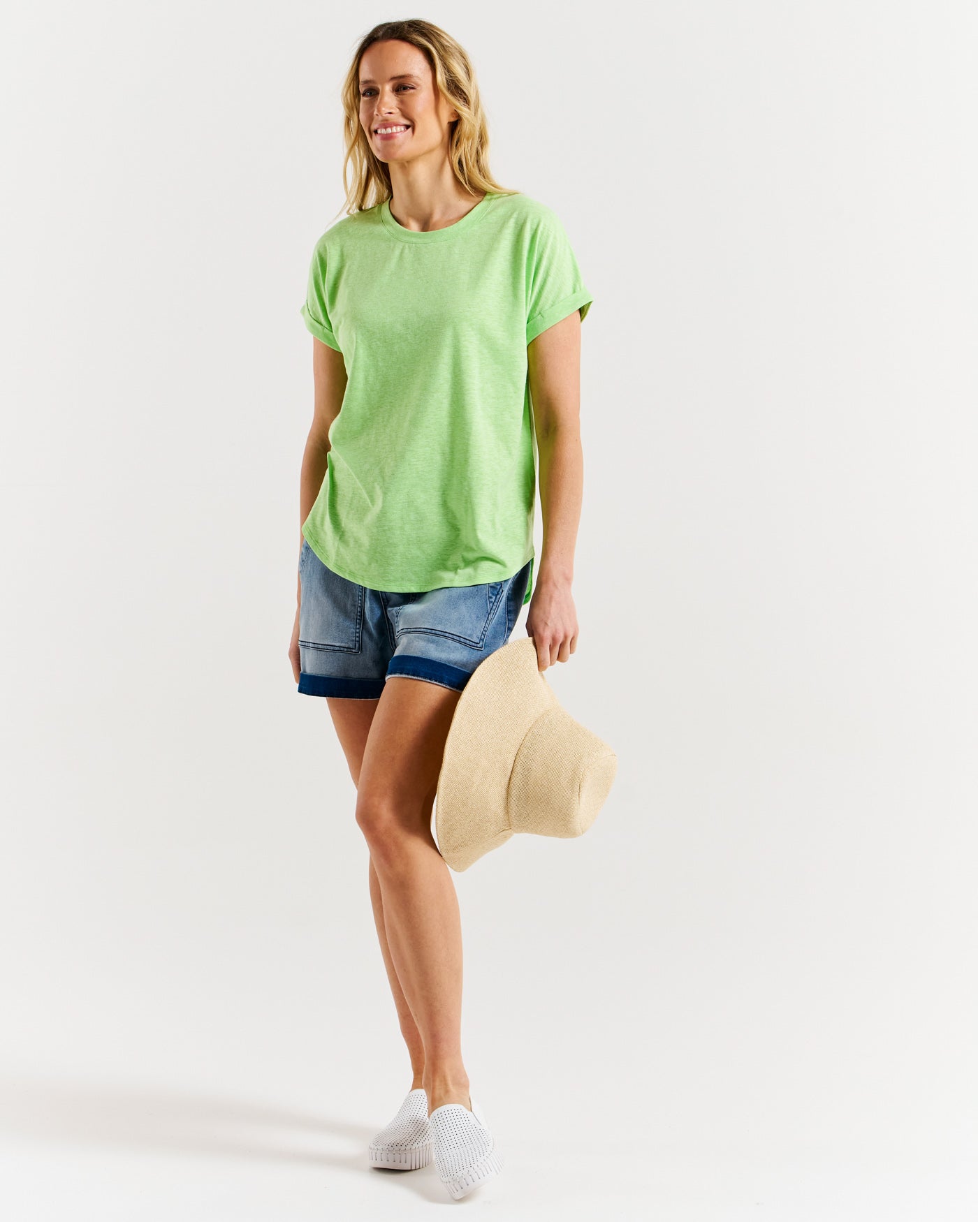 Betty Basics Hailey Short Sleeve Top - Bright Green [CLR:BRIGHT GREEN SZ:10]