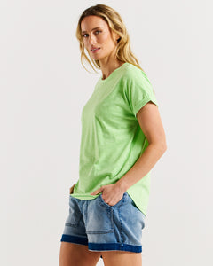 Betty Basics Hailey Short Sleeve Top - Bright Green [CLR:BRIGHT GREEN SZ:10]