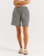 Load image into Gallery viewer, Betty Basics Harvard Short - Cream &amp; Black Stripe [CLR:CREAM &amp; BLACK STRIPE SZ:10]
