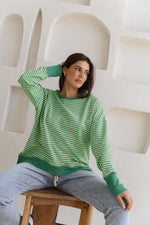 Load image into Gallery viewer, Betty Basics Cove Sweat - Green Stripe [CLR:GREEN STRIPE SZ:8]
