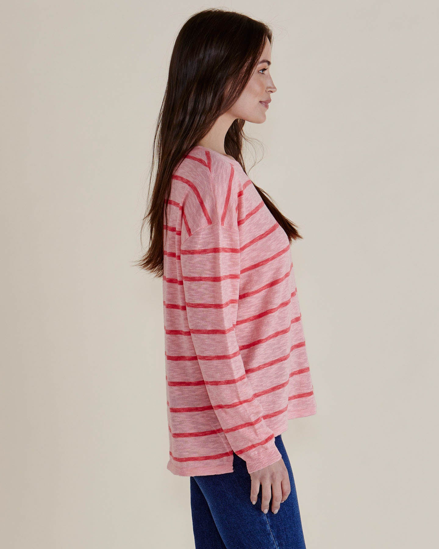 Betty Basics Natasha Knit Top - Pink Stripe [CLR:PINK STRIPE  SZ:8]