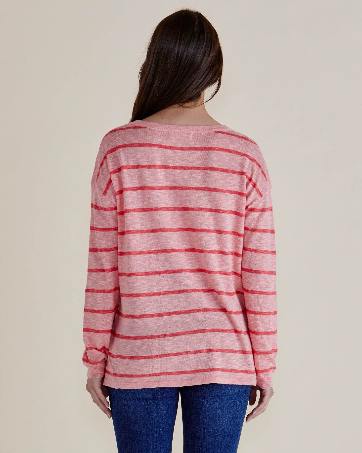 Betty Basics Natasha Knit Top - Pink Stripe [CLR:PINK STRIPE  SZ:8]