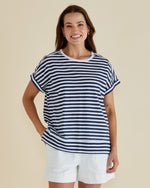 Load image into Gallery viewer, Betty Basics Shirley Short Sleeve Tee - Navy Stripe [SZ:6]
