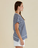 Load image into Gallery viewer, Betty Basics Shirley Short Sleeve Tee - Navy Stripe [SZ:6]
