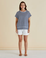 Load image into Gallery viewer, Betty Basics Shirley Short Sleeve Tee - Navy Stripe [SZ:6]
