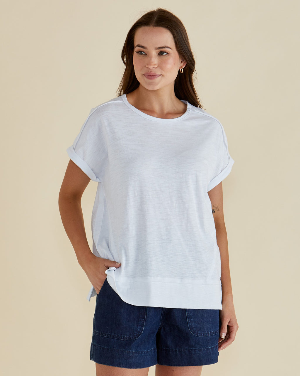 Betty Basics Shirley Short Sleeve Tee - White [SZ:6]