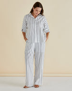 Load image into Gallery viewer, Betty Basics Lynwood Linen Shirt - Black/White Stripe [CLR:BLACK/WHITE STRIPE SZ:8]
